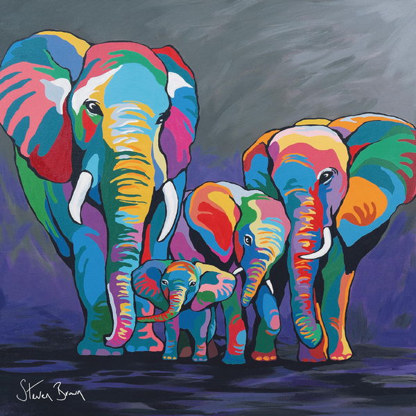 Allan Jackie McZoo Colourful Elephant Canvas Steven Brown Art