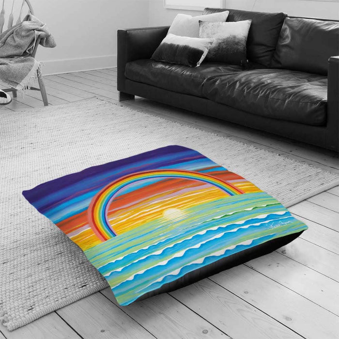 Gratitude Rainbow Floor Cushion Steven Brown Art