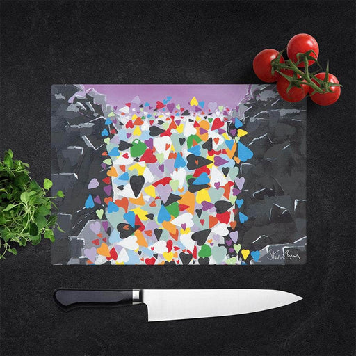 Waterfall Hearts - Glass Chopping Board